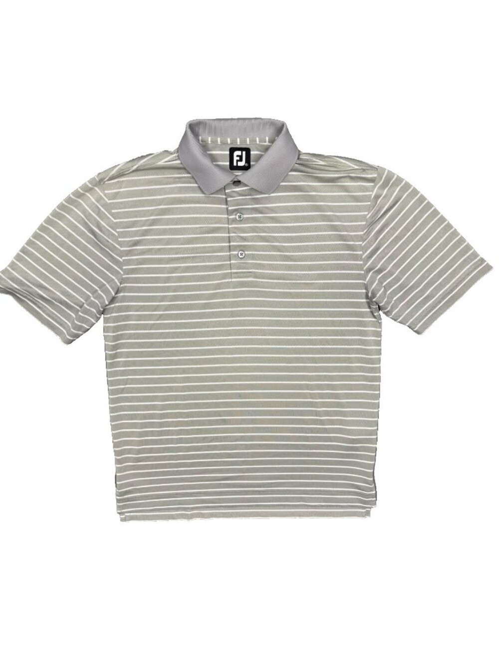 FootJoy Golf Shirt Stretch Mens Short Sleeve Polo Striped Grey Pique Small